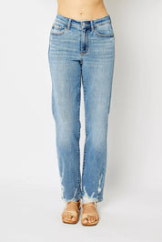 Judy Blue Full Size High Waist Straight Jeans with Heavy Destroy Plus Size on Simply Obsessed