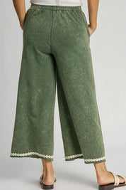 UMGEE Full Size Peace Lace Applique Mineral Wash Wide Leg Pants Plus Size **FALL DEBUT SALE** on Simply Obsessed