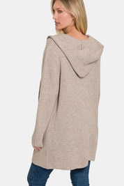 ZENANA Hooded Open Front Sweater Cardigan on Simply Obsessed