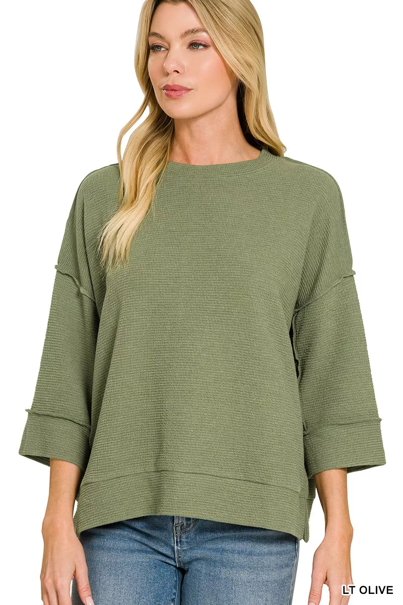 ZENANA Double Knit 3/4 Sleeve Top on Simply Obsessed
