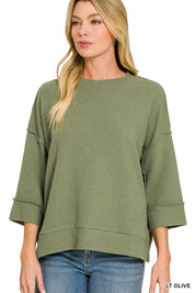 ZENANA Double Knit 3/4 Sleeve Top on Simply Obsessed