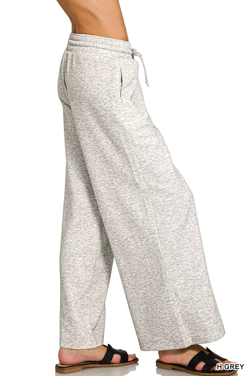 ZENANA Scuba Drawstring Wide Leg Pants on Simply Obsessed