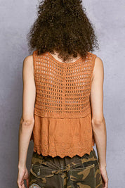 POL Crochet Cropped Tank with Scalloped Hem on Simply Obsessed