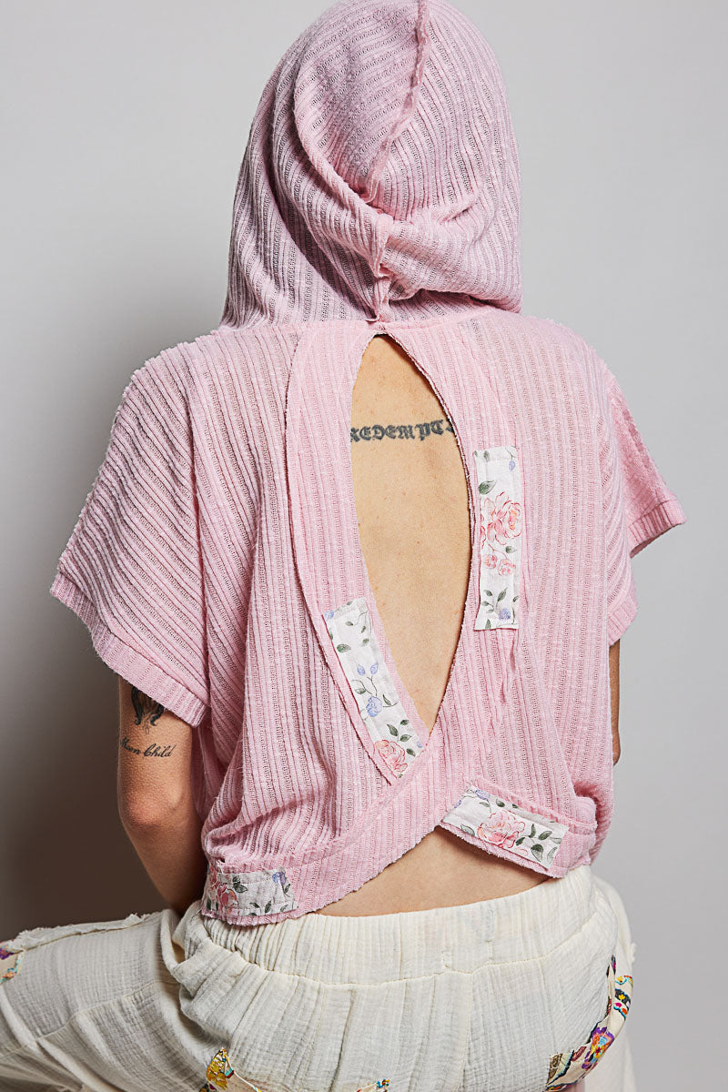 POL Short Sleeve Hooded Top with Back-Open Detail. **SALE** on Simply Obsessed