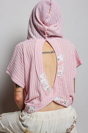 POL Short Sleeve Hooded Top with Back-Open Detail. **SALE** on Simply Obsessed