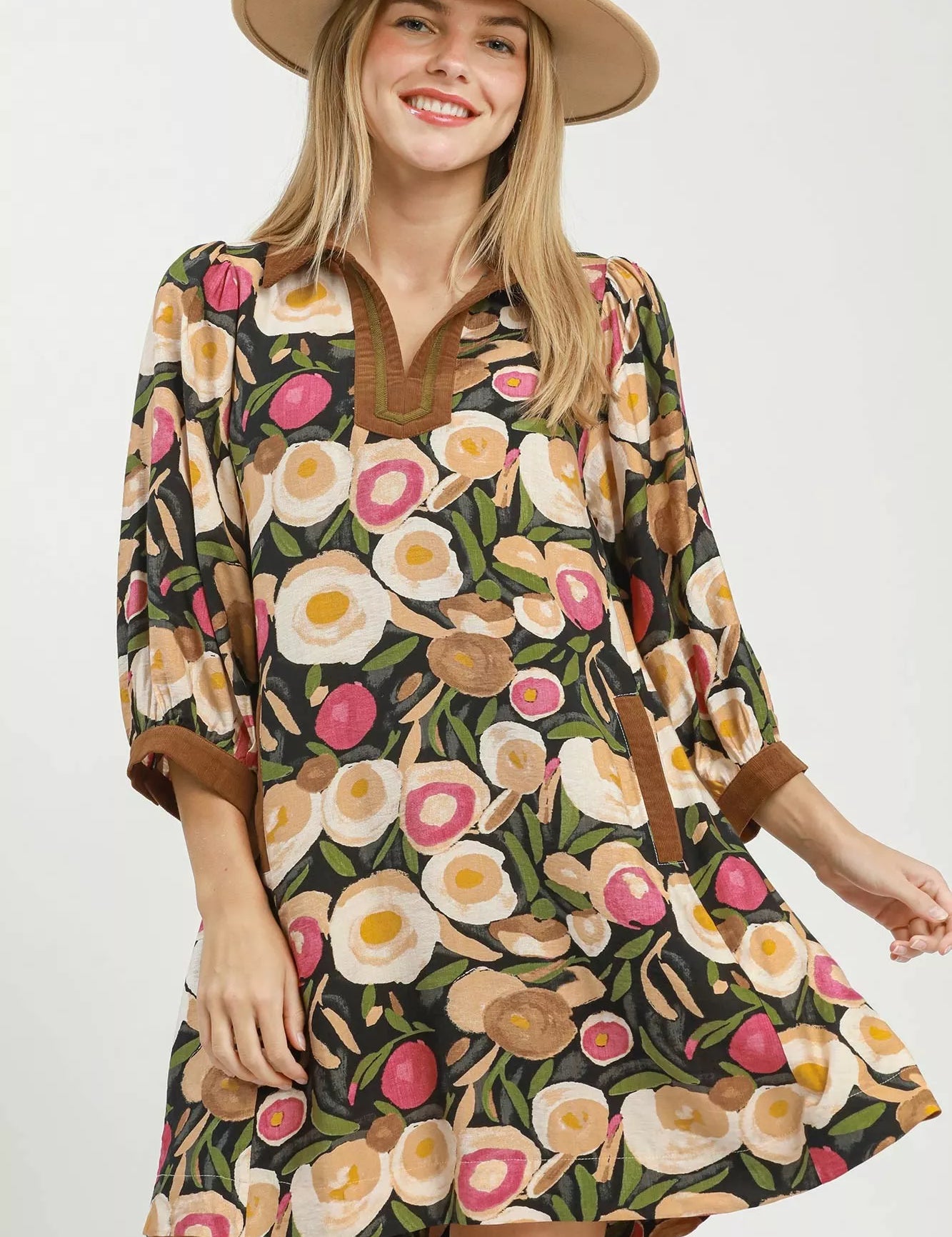 UMGEE Mix Floral Contrast Trim Shift Mini Dress **DOORBUSTER** on Simply Obsessed
