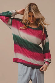 BiBi Striped Gradation Print Knit Top on Simply Obsessed