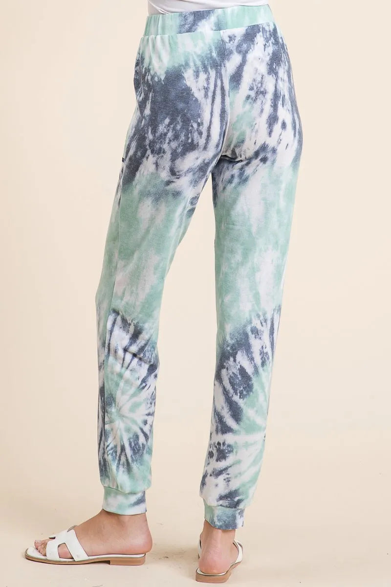 BiBi Tie Dye French Terry Casual Sweat Pants on Simply Obsessed