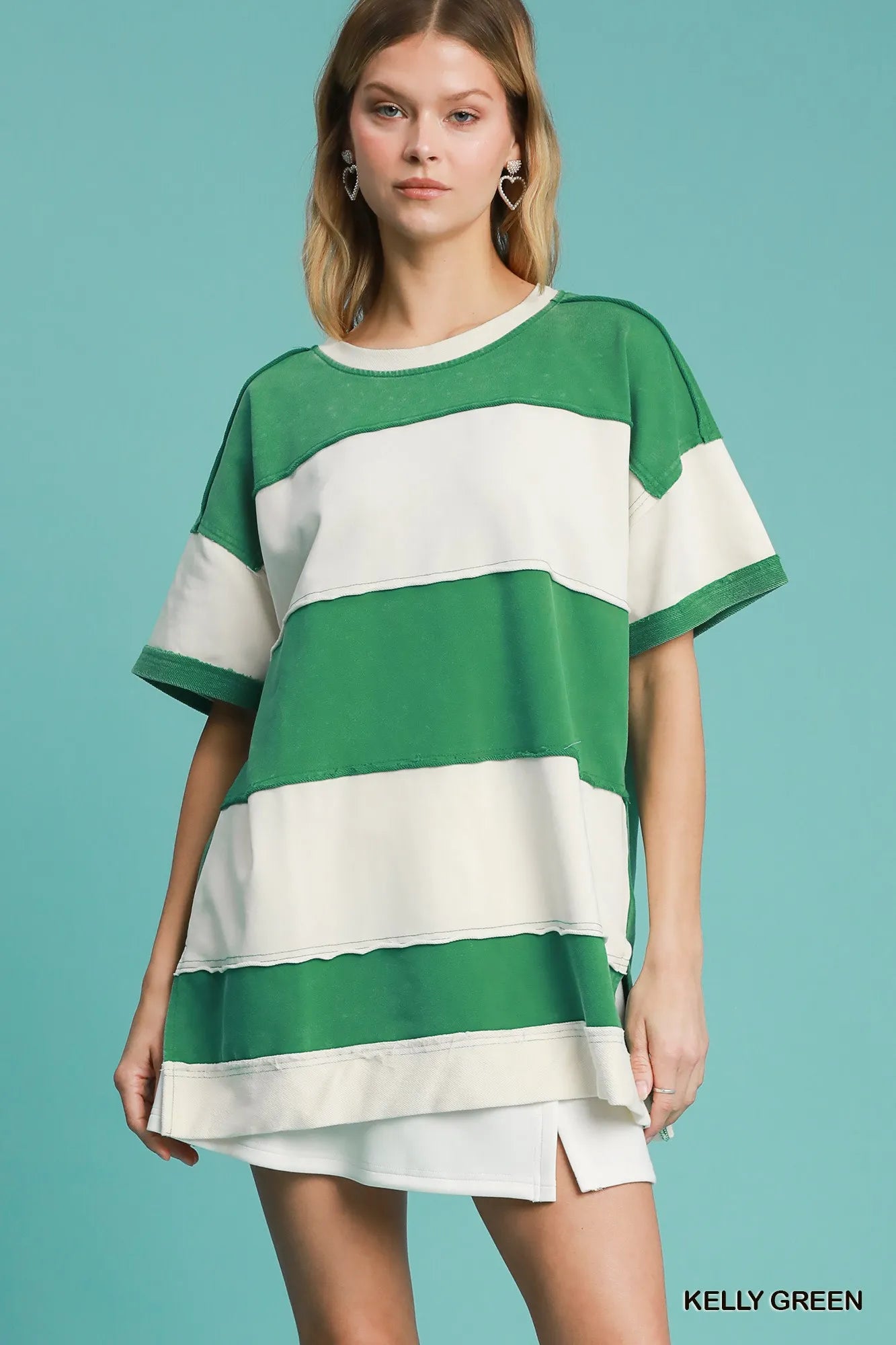 Umgee Mineral Wash ColorBlock Tunic Dress on Simply Obsessed