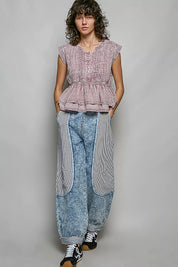 POL Eyelet Embroidery Pintuck Sleeveless Cotton Blouse on Simply Obsessed