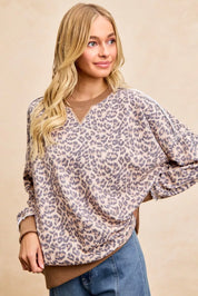BiBi Leopard Printed French Terry Sweatshirt on Simply Obsessed