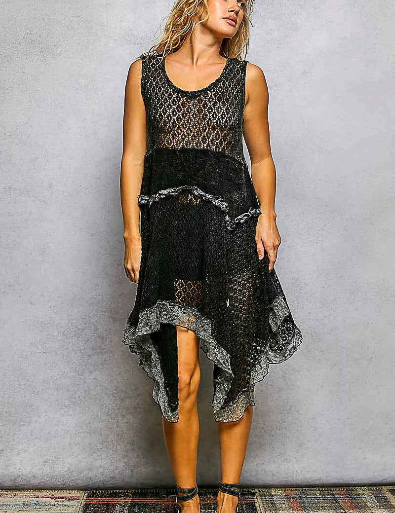 POL Texture Lace Ruffled Sleeveless Dress. **FALL DEBUT SALE** on Simply Obsessed