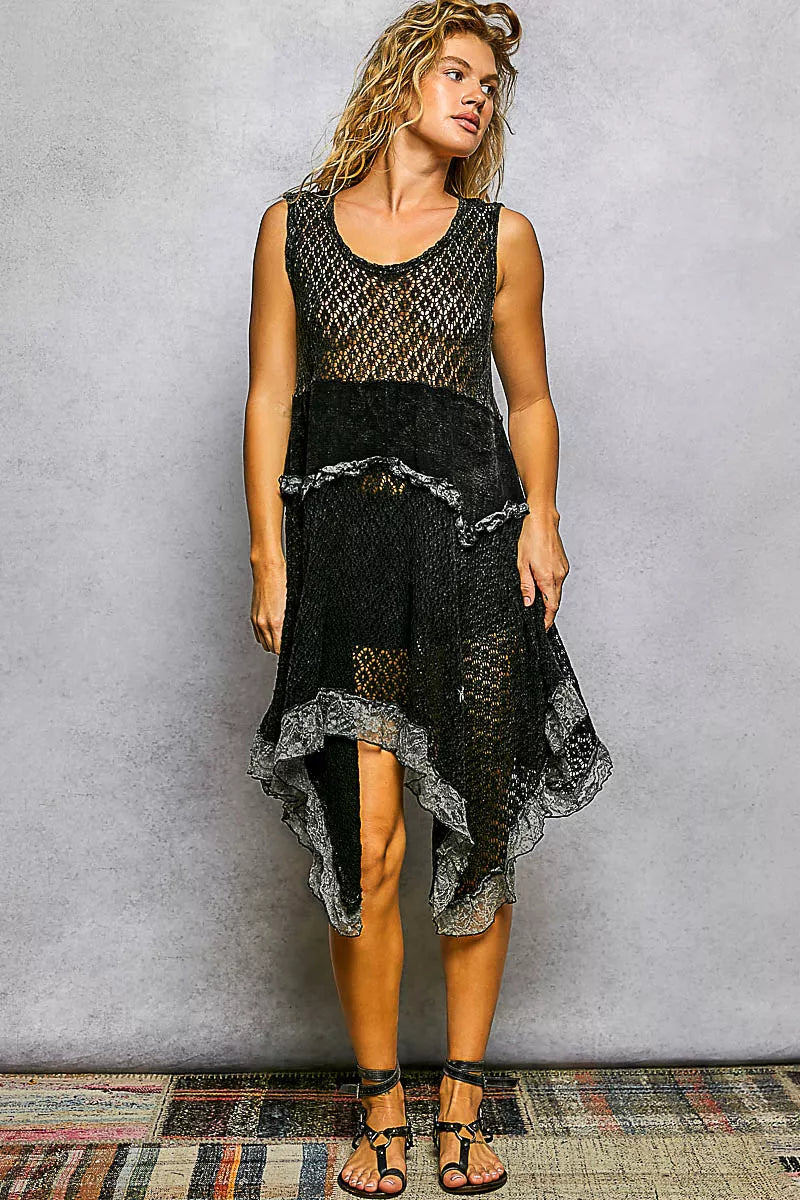 POL Texture Lace Ruffled Sleeveless Dress. **FALL DEBUT SALE** on Simply Obsessed