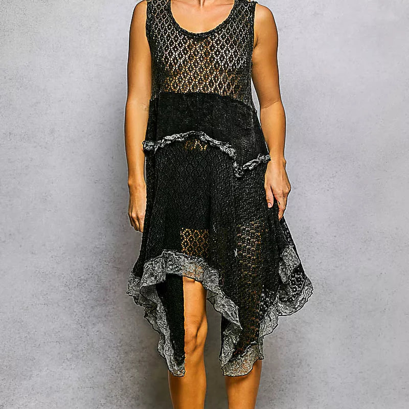 POL Texture Lace Ruffled Sleeveless Dress. **FALL DEBUT SALE** on Simply Obsessed