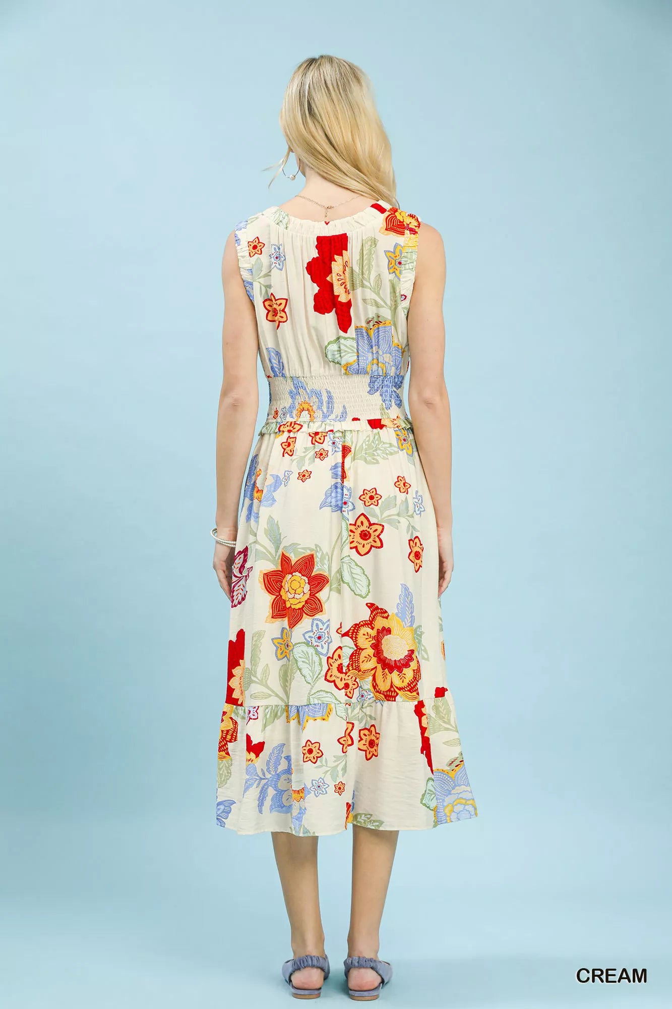 UMGEE Floral Smocked Midi Dress on Simply Obsessed