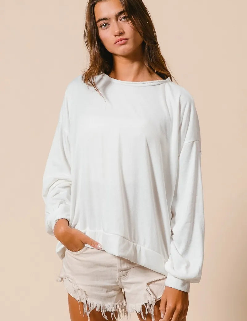 BIBI Loop Terry Pull Over With Cut Edge Band on Simply Obsessed