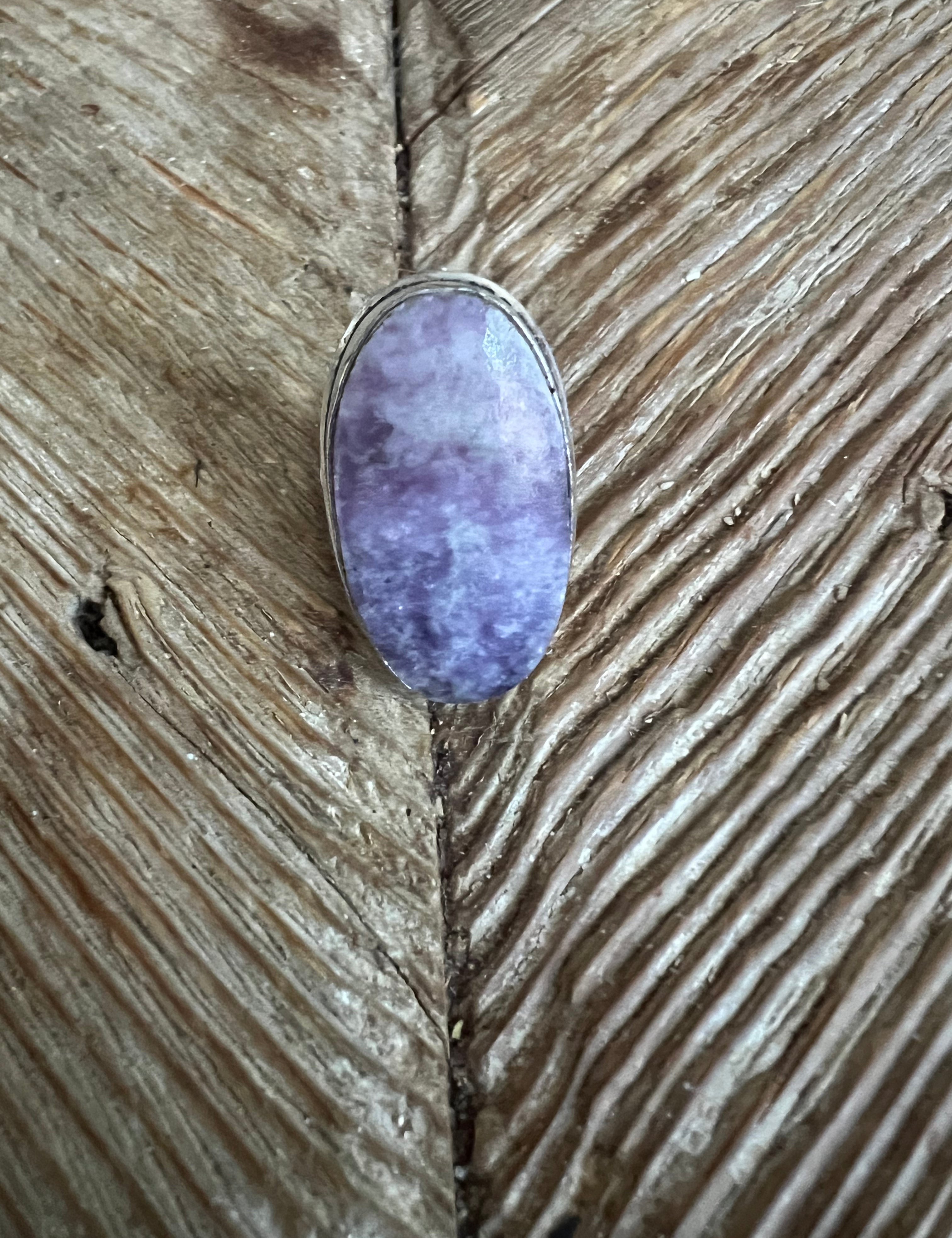 #20 One of a Kind Lepidolite Turkish Silver Ring (Size 8) on Simply Obsessed
