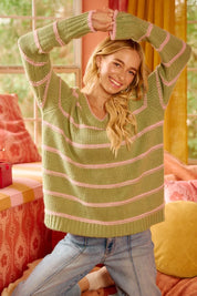 BIBI Striped Long Sleeve Sweater on Simply Obsessed