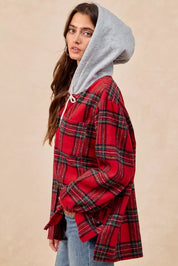 BIBI Brushed Plaid Hooded Jacket on Simply Obsessed