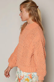 POL Mock Neck Cable Knit Sweater on Simply Obsessed