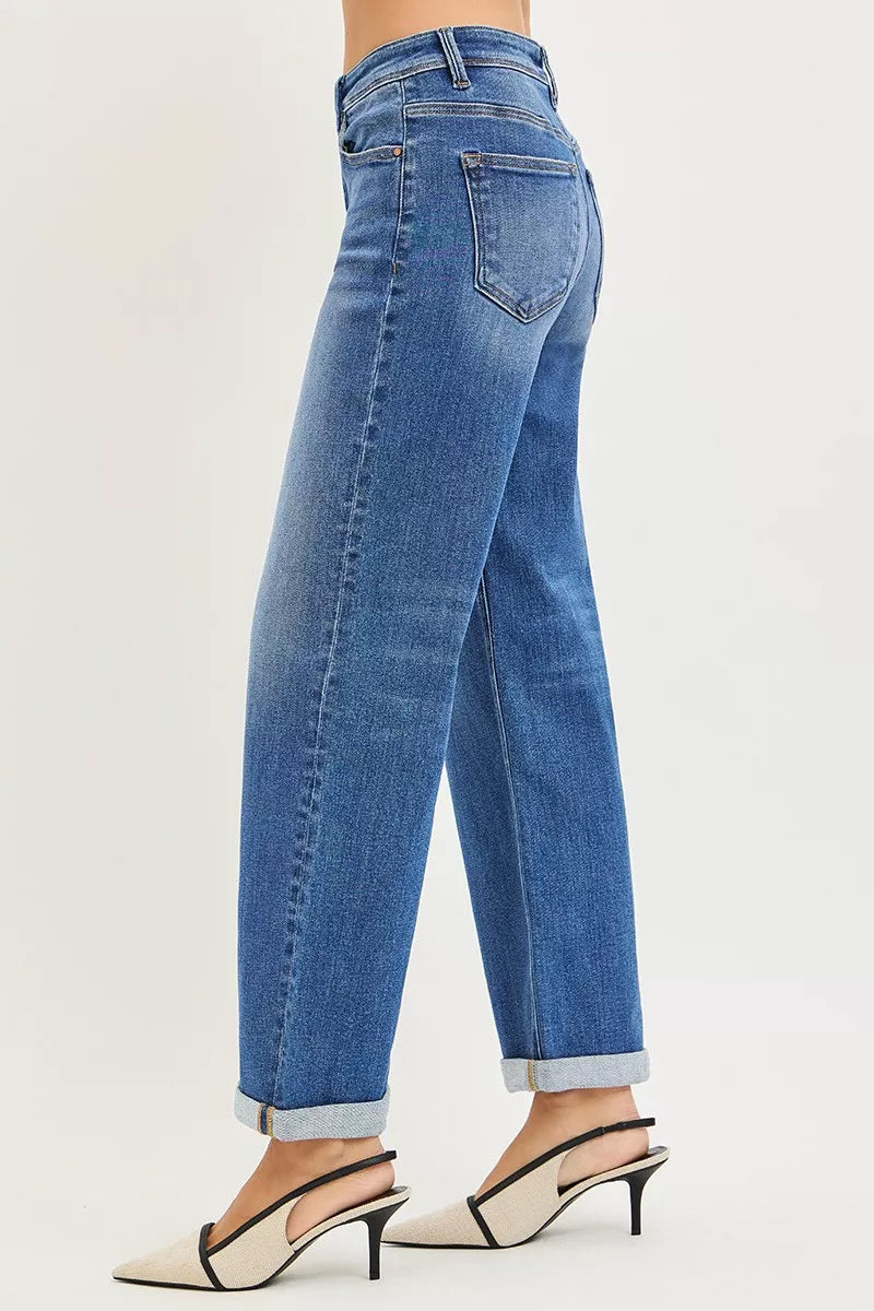 RISEN Full Size High Rise Relaxed Fit Ankle Straight Cuff Jeans Plus Size on Simply Obsessed