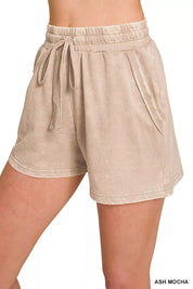 ZENANA French Terry Acid Washed Relaxed Top & Short Set on Simply Obsessed