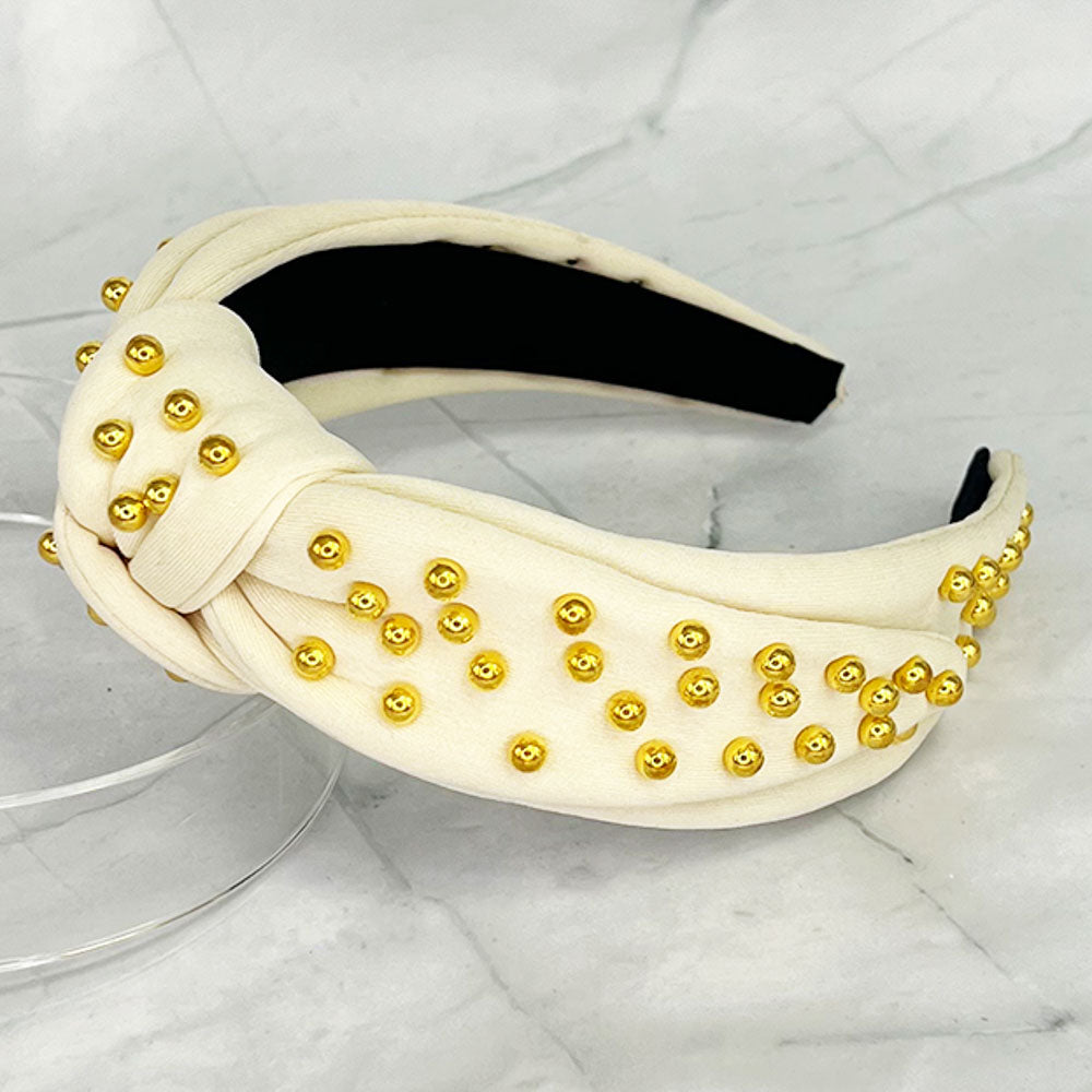 Gold Beaded Headband - Cream by JOIA Accessories on Simply Obsessed