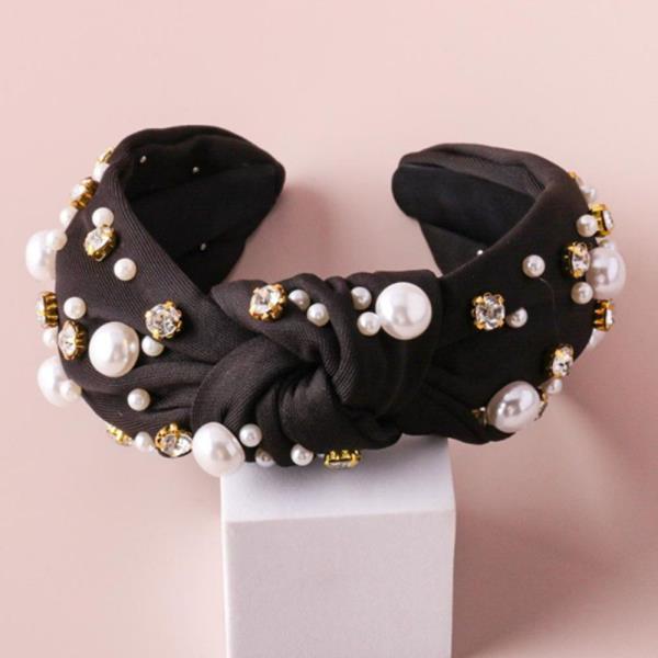 Black Pearl & Diamond Headband by JOIA Accessories on Simply Obsessed