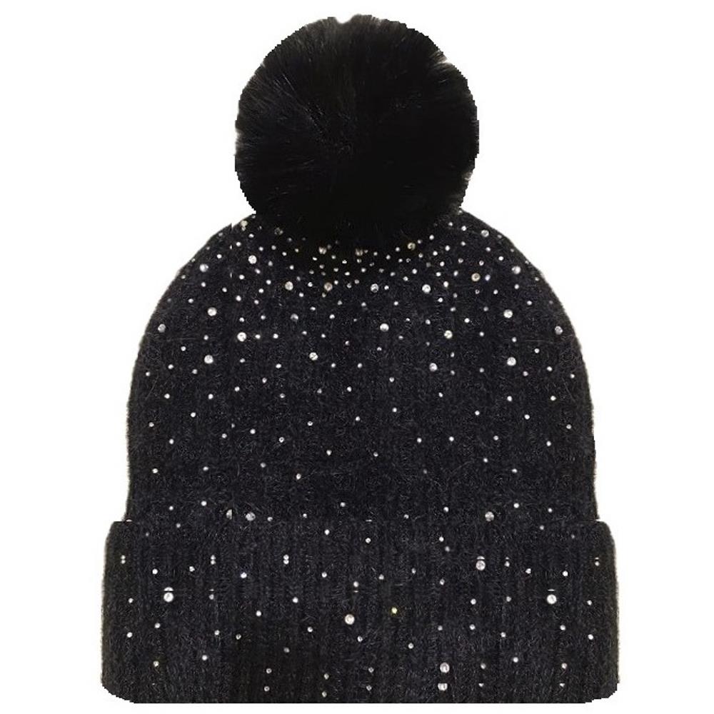 Rhinestone Pom Pom Beanies by JOIA Accessories on Simply Obsessed