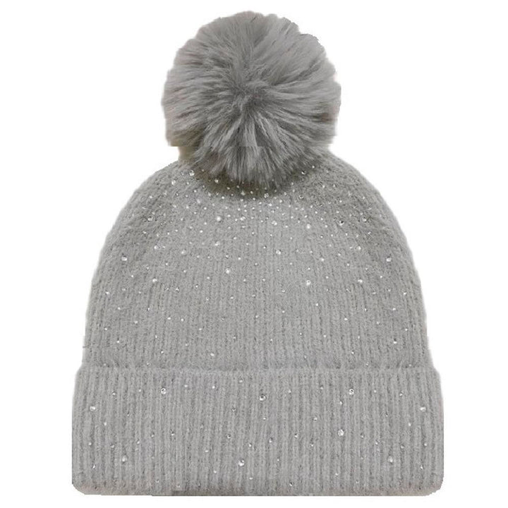 Rhinestone Pom Pom Beanies by JOIA Accessories on Simply Obsessed