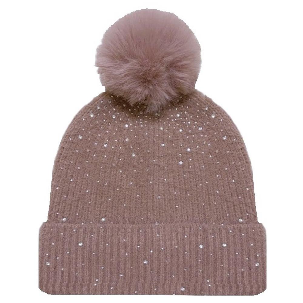 Rhinestone Pom Pom Beanies by JOIA Accessories on Simply Obsessed