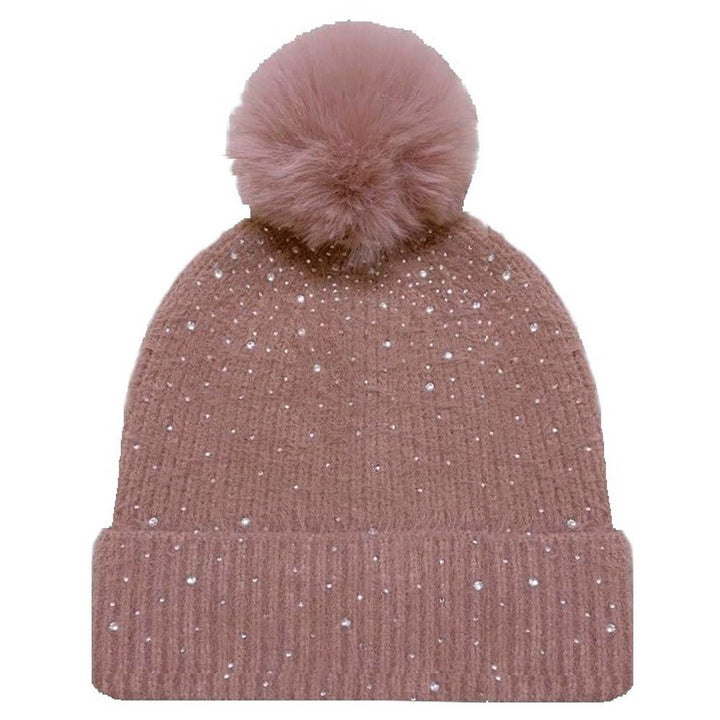 Rhinestone Pom Pom Beanies by JOIA Accessories on Simply Obsessed