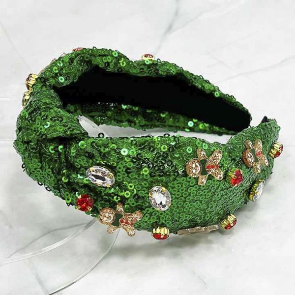 Green Sequin Gingerbread Headband by JOIA Accessories on Simply Obsessed