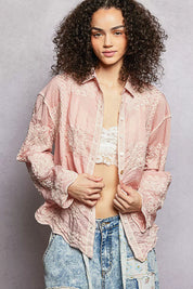 POL Embroidery Button Down Long Sleeve Shirt on Simply Obsessed