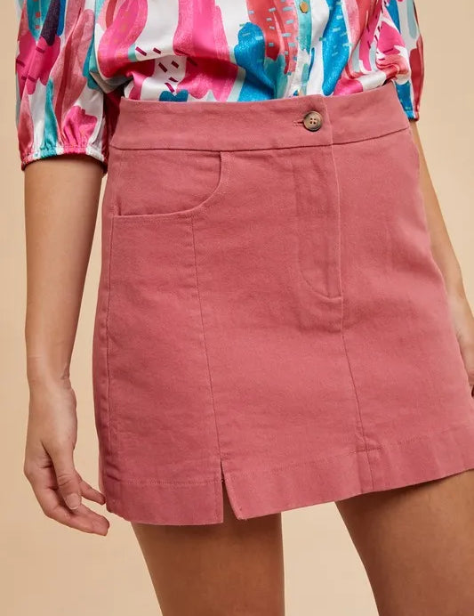Annie Wear Comfort Stretch Cotton Slit Detailed Mini Skirt on Simply Obsessed