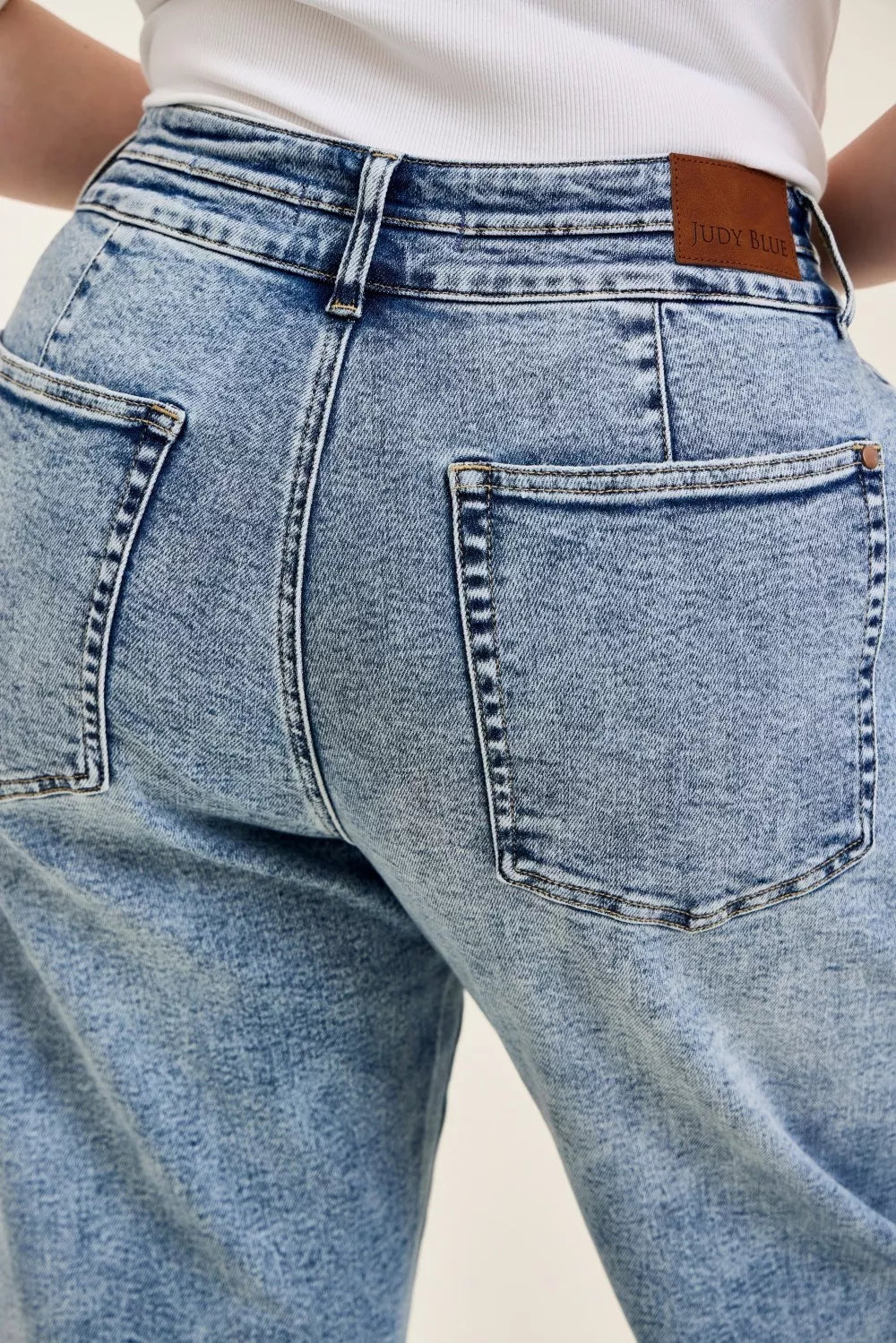 JUDY BLUE Full Size High Waist Marlow Arc Leg Jeans with Double Waistband Plus Size on Simply Obsessed