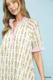 UMGEE Striped Trim Floral Tiered Mini Dress **DEBUT SALE** on Simply Obsessed