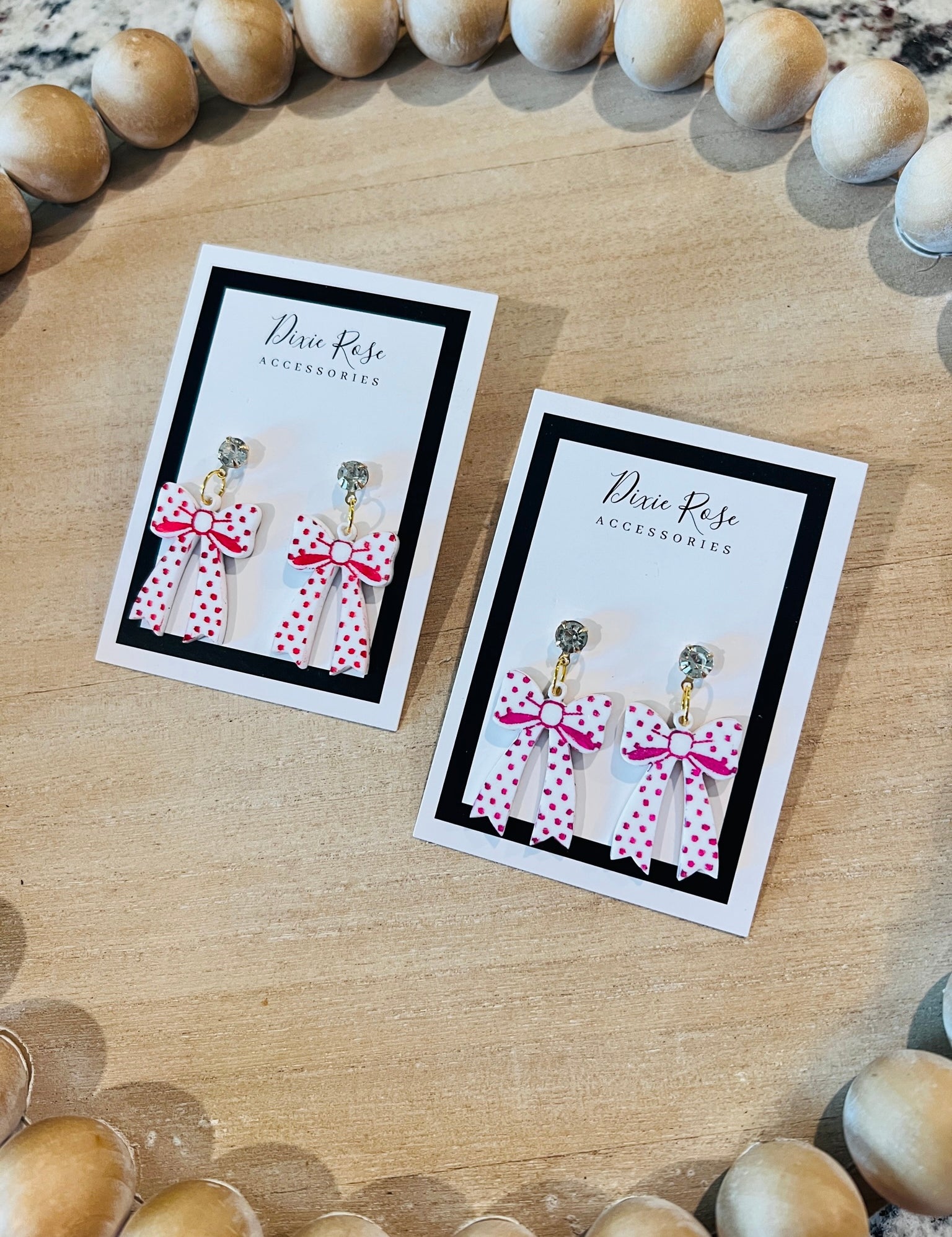 DIXIE ROSE Polka Dot Bow Earrings on Simply Obsessed