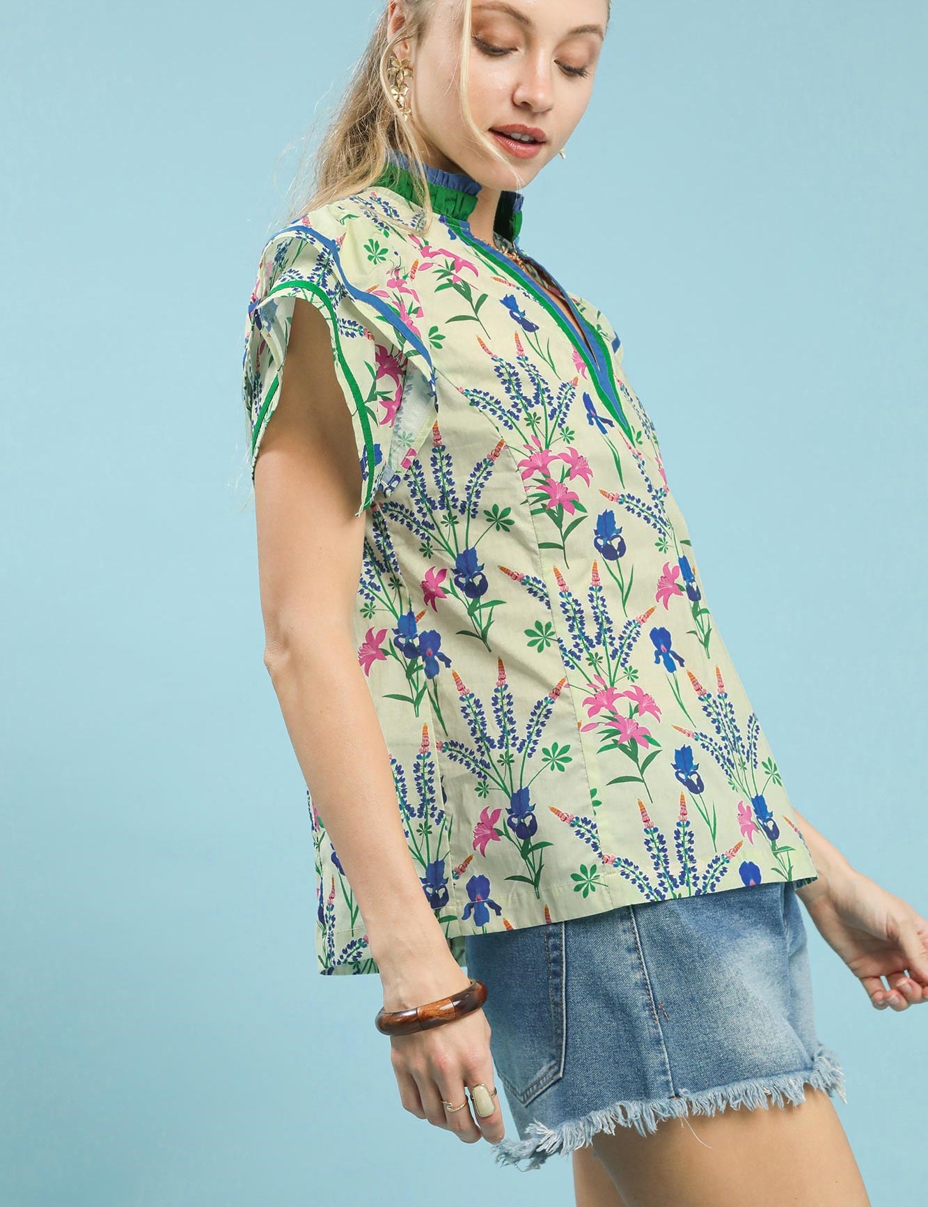 UMGEE Mix Floral Print Blouse with Contrast Trim **DEBUT SALE** on Simply Obsessed
