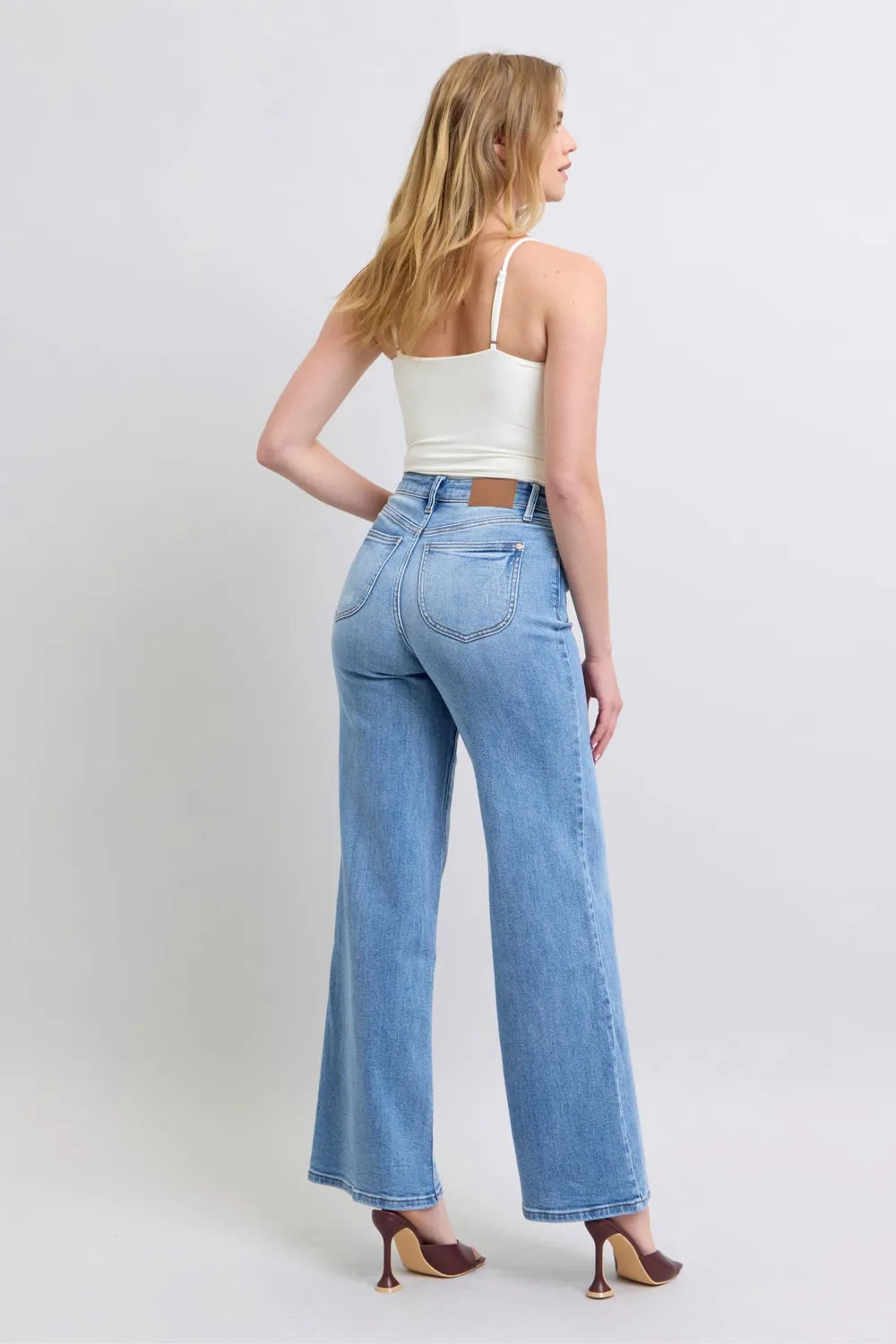JUDY BLUE Full Size Wide Leg Jeans with Pockets on Simply Obsessed
