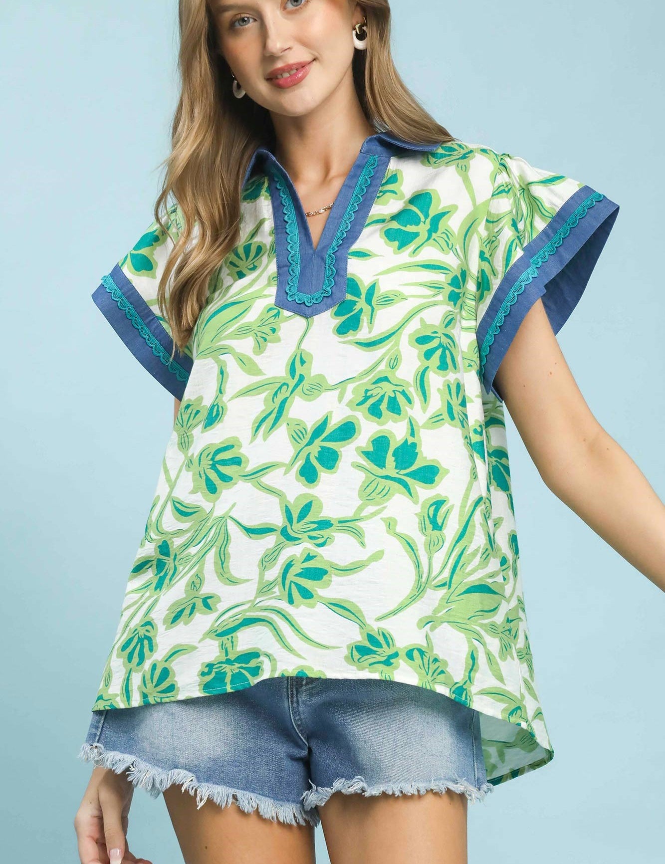 UMGEE Floral Split Neck Top **DEBUT SALE** on Simply Obsessed