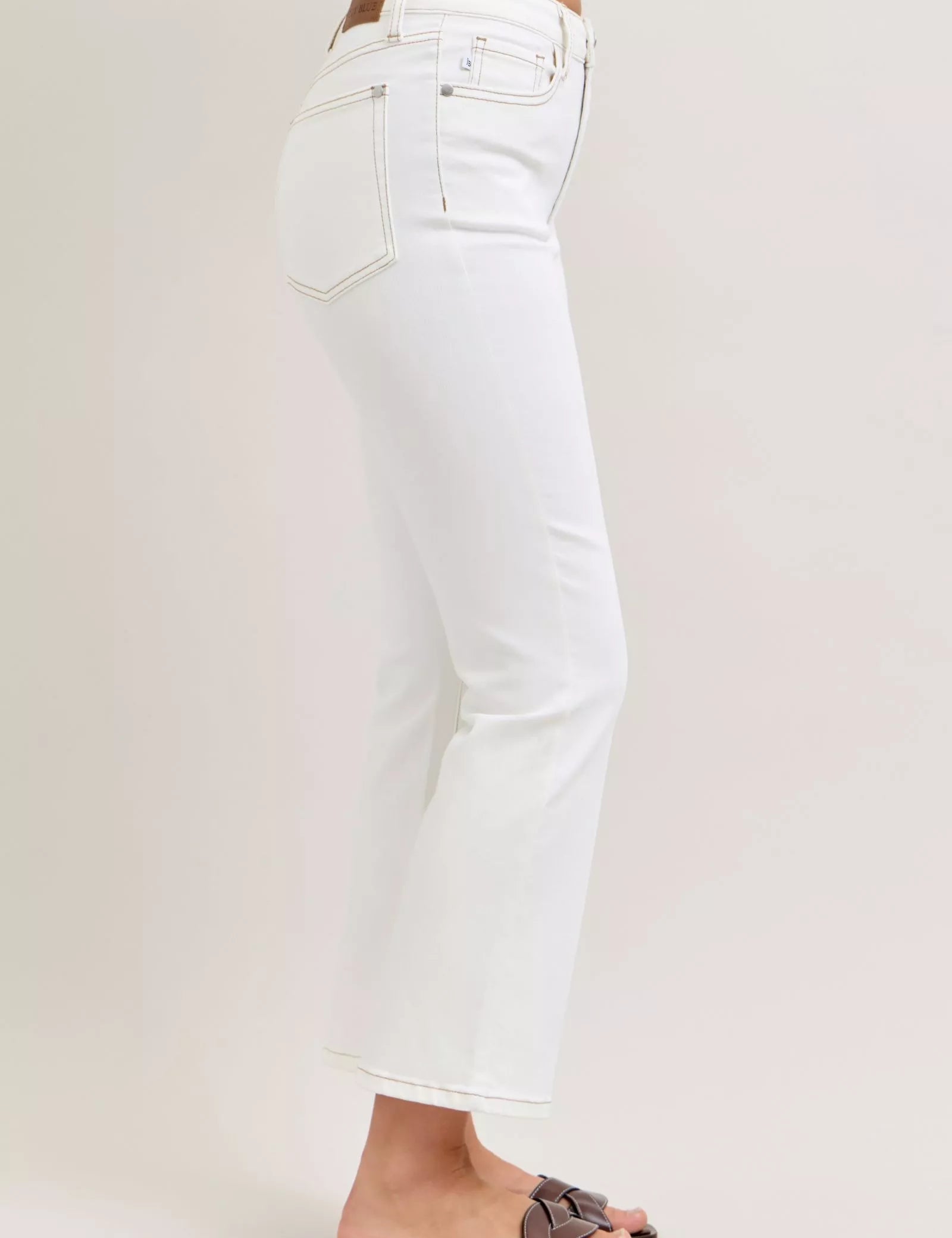 Judy Blue Contrast Stitching Cropped Flare Jeans on Simply Obsessed