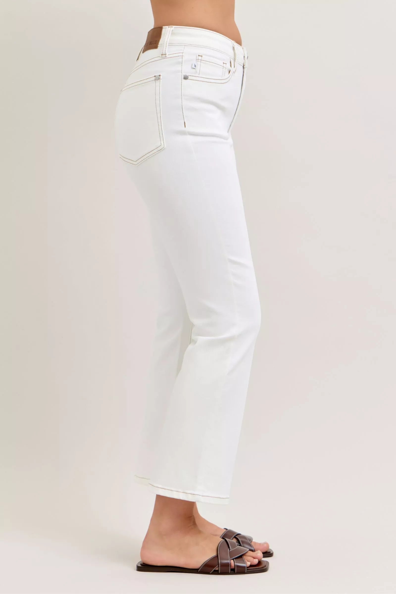 Judy Blue Contrast Stitching Cropped Flare Jeans on Simply Obsessed