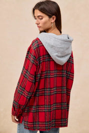 BIBI Brushed Plaid Hooded Jacket on Simply Obsessed