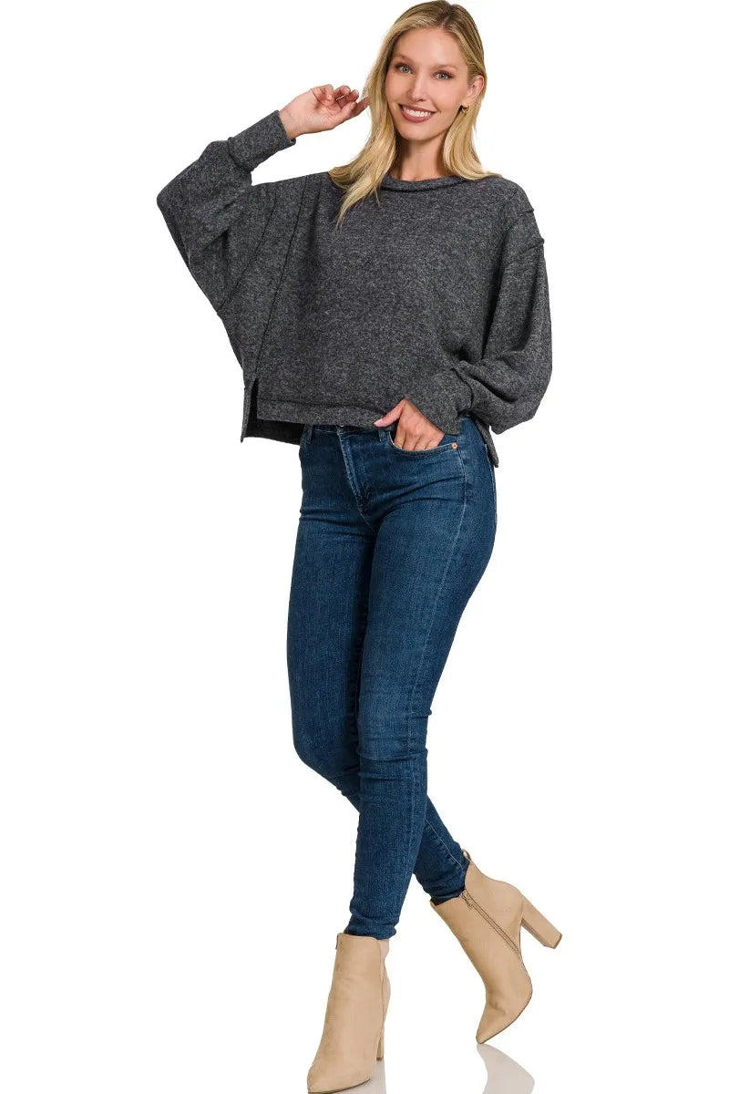 ZENANA Brushed Melange Hacci Oversized Pullover on Simply Obsessed