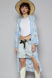 POL Open Front Crochet Cardigan with Knit Weave Patterns on Simply Obsessed