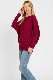 ZENANA Hacci Dolman Sleeve Boat Neck Top on Simply Obsessed