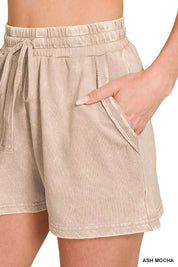 ZENANA French Terry Acid Washed Relaxed Top & Short Set on Simply Obsessed