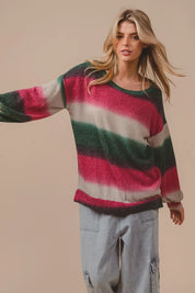 BiBi Striped Gradation Print Knit Top on Simply Obsessed