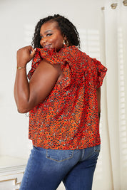 DOUBLE TAKE Floral Flutter Sleeve Notched Neck Blouse. **FALL DEBUT SALE** on Simply Obsessed